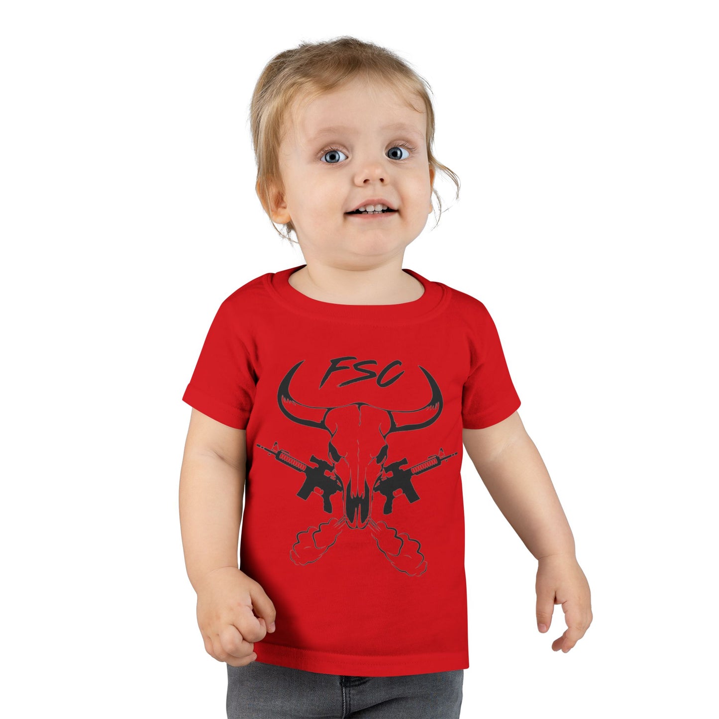 FSC Skull & Guns Toddler T-Shirt - Edgy Graphic Tee for Kids