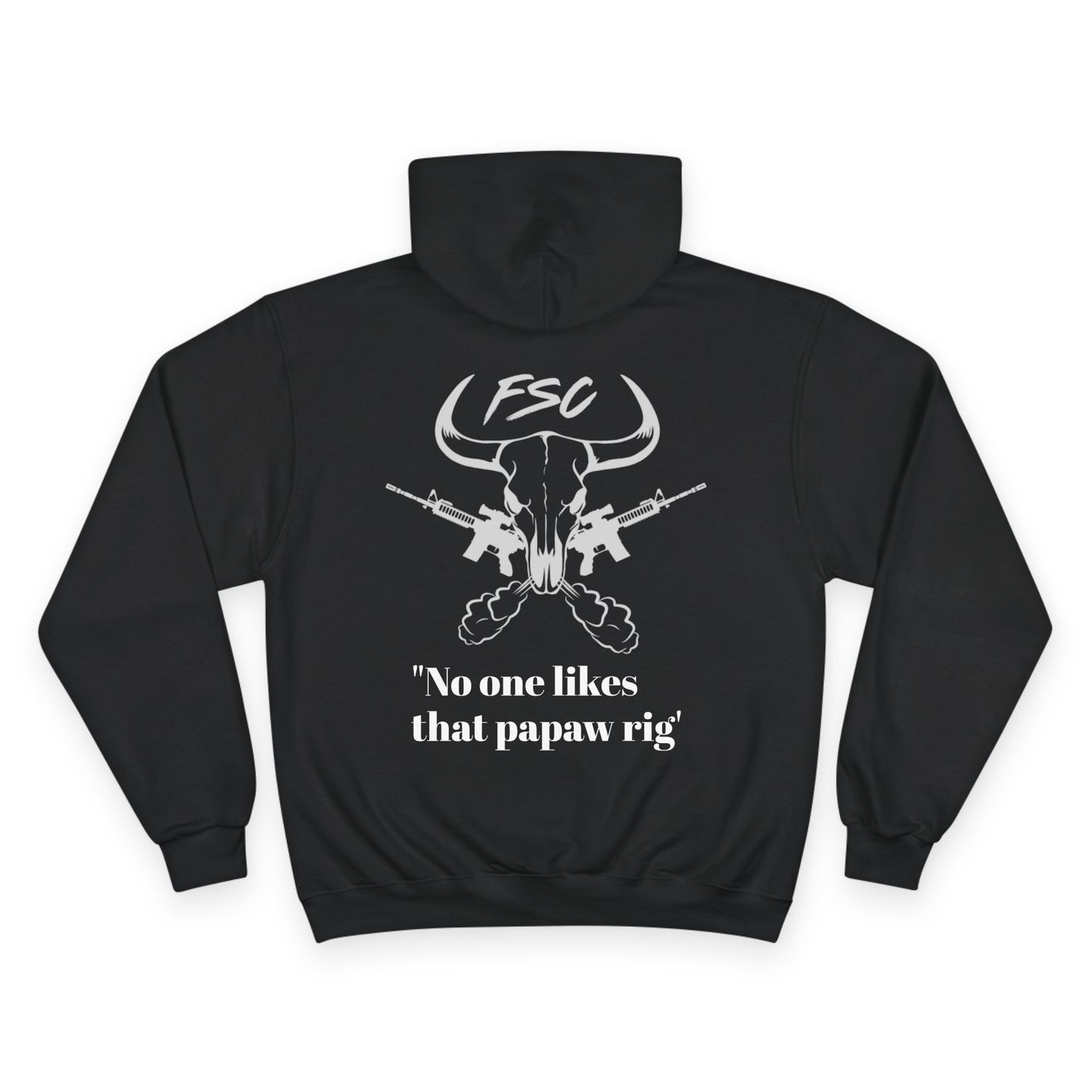 Cool Champion Hoodie with Bull Skull and Guns Design - Streetwear for Casual Style